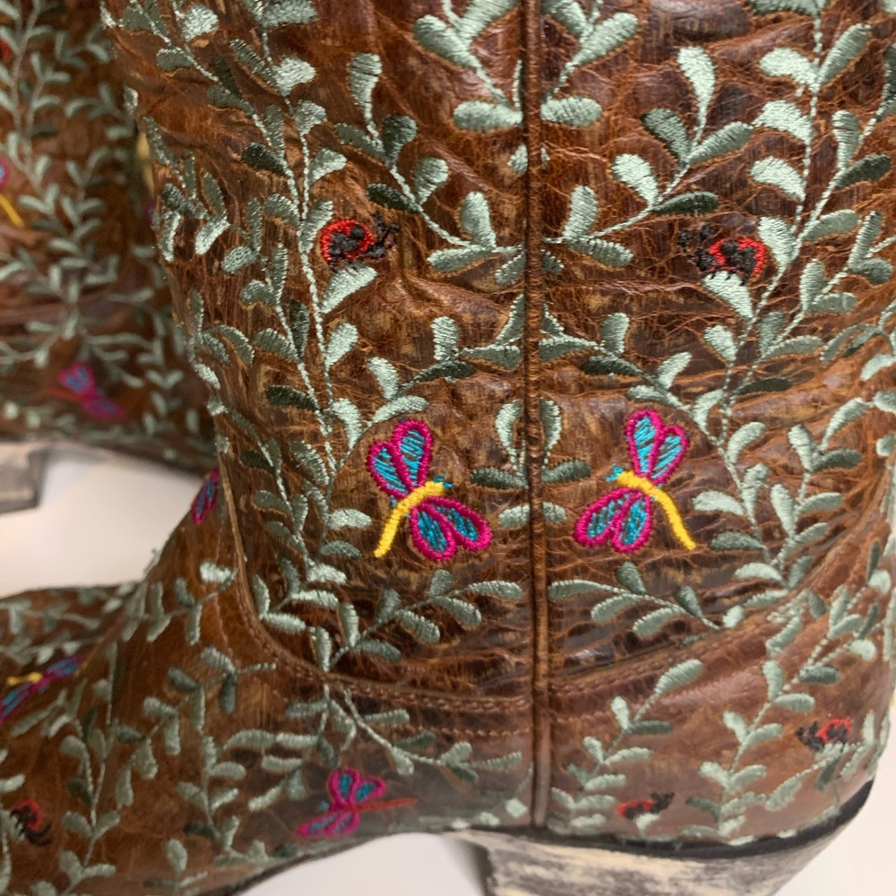 Old Gringo Boots Embroidered Women Size 9 Flowers Dragonflies Ladybugs